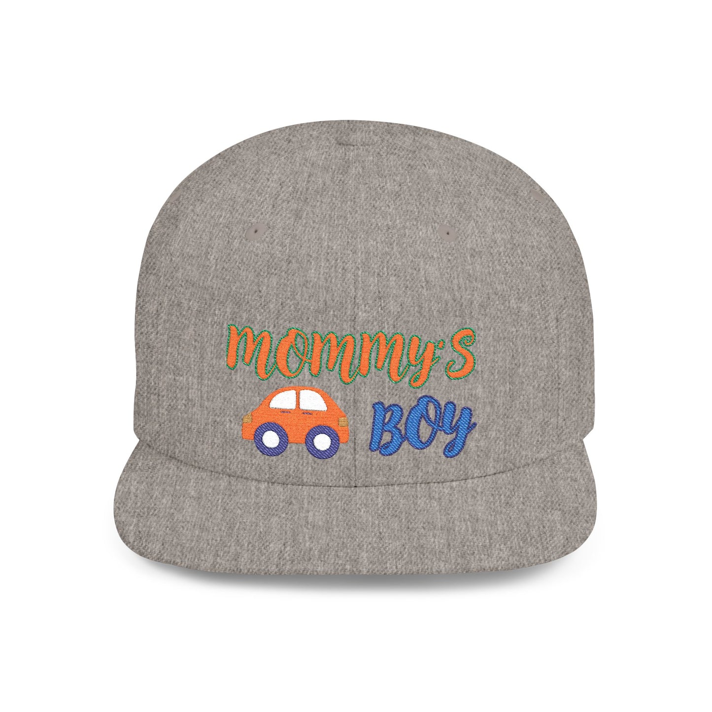 Mommy's Boy Flat Bill Snapback Cap – adjustable, stylish, and perfect for men, teens and even kids. Ideal casual hat or streetwear gift.