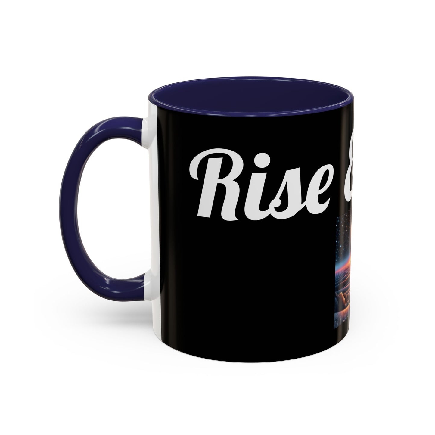 Rise & Shine Accent Coffee Mug - Motivational Black Mug for Morning Boost