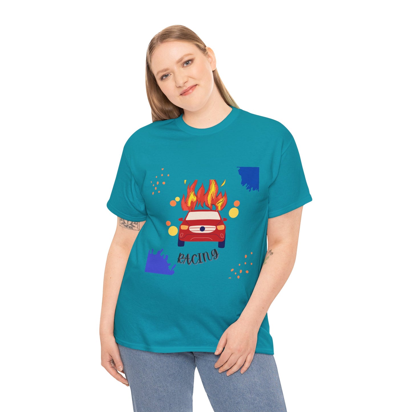 Unisex Racing Graphic T-Shirt – Heavy Cotton Car Racing Tee for Men & Women, Casual Motorsport Fan Shirt, Short Sleeve Top, Sizes S-5XL