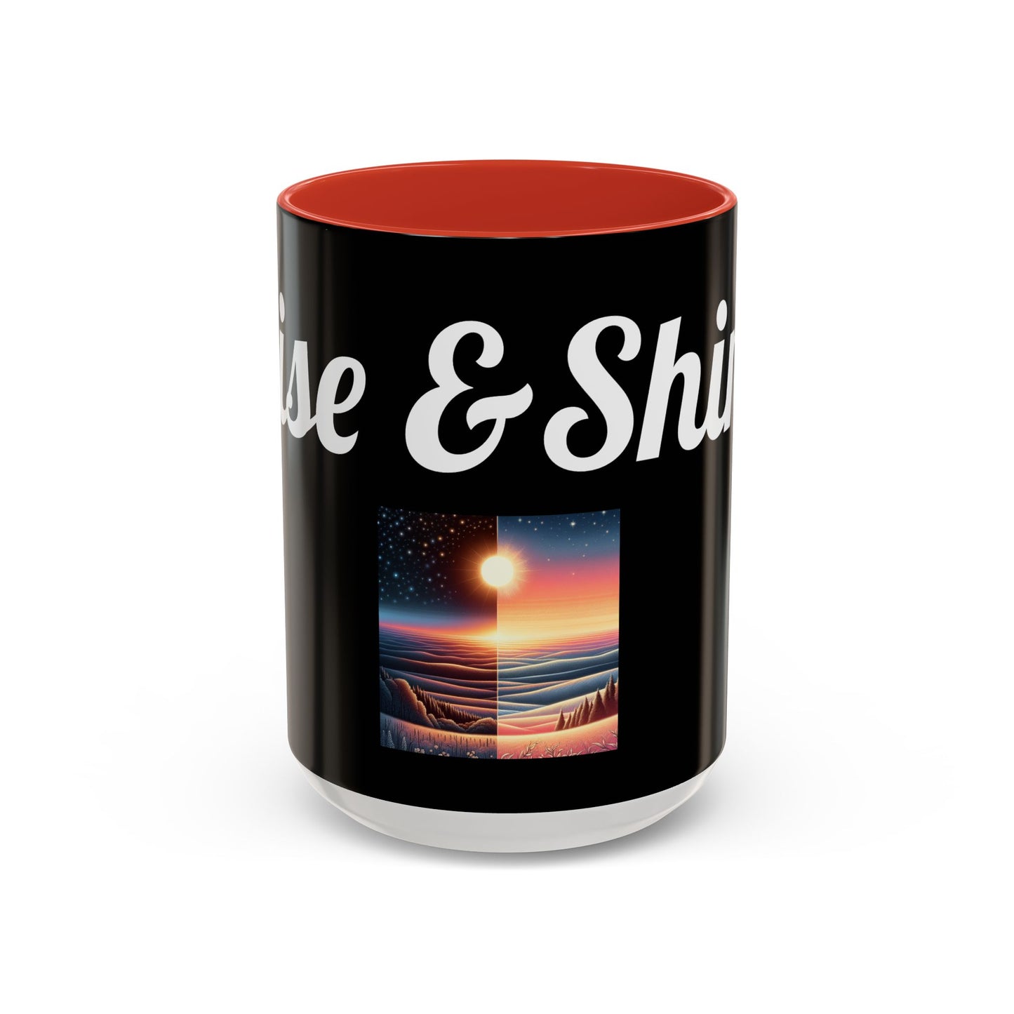Rise & Shine Accent Coffee Mug - Motivational Black Mug for Morning Boost