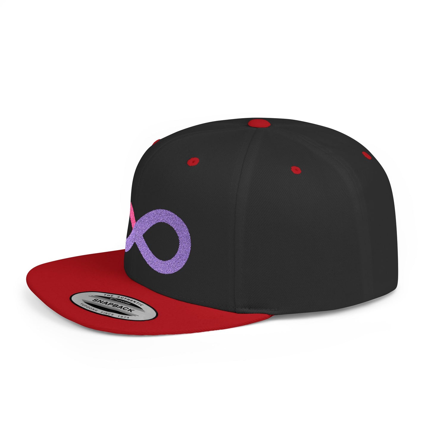 Infinite trendy flat bill snapback cap for adults. Adjustable, durable, and stylish with a classic green undervisor. Perfect gift for birthdays and casual wear.