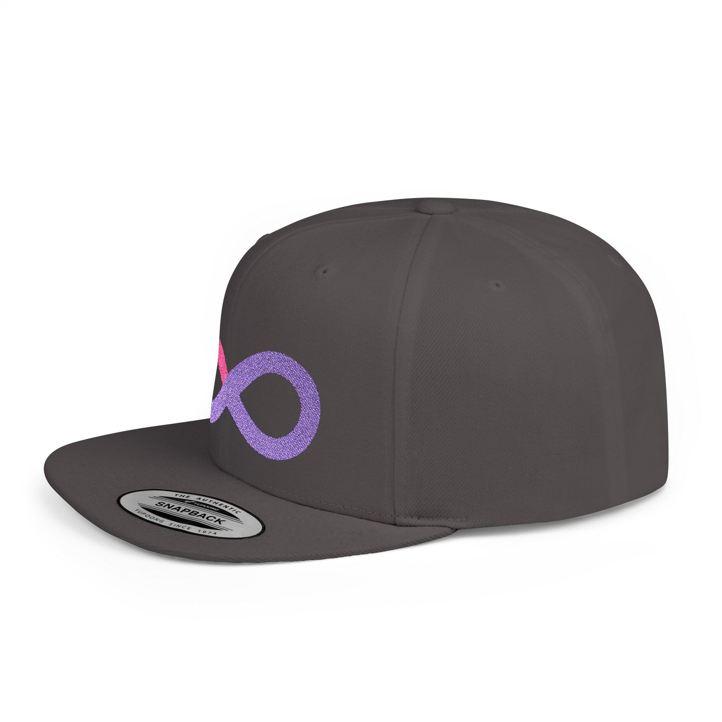 Infinite trendy flat bill snapback cap for adults. Adjustable, durable, and stylish with a classic green undervisor. Perfect gift for birthdays and casual wear.