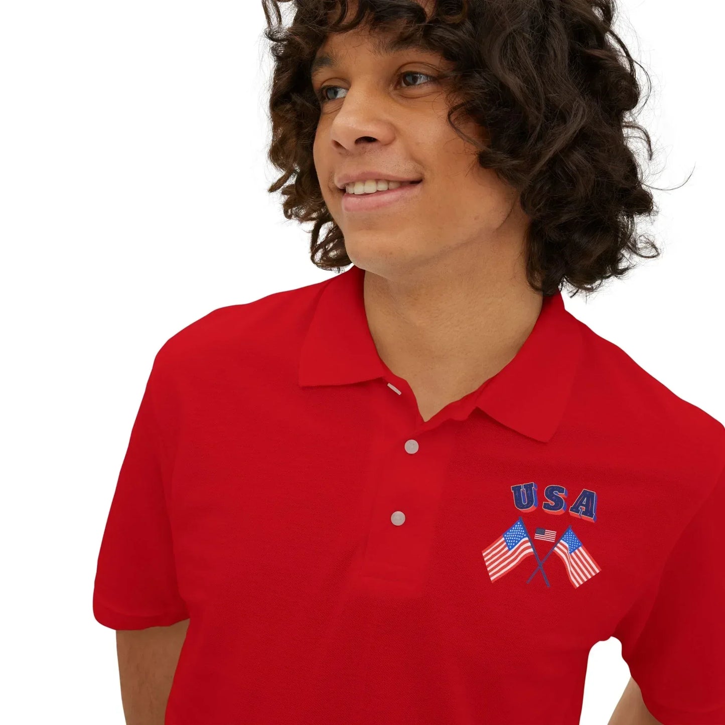 Patriotic men’s polo shirt with USA flag design. Cotton piqué short sleeve collared shirt, S–3XL. Perfect for 4th of July, BBQs, Father’s Day gifts. - RizQ Life