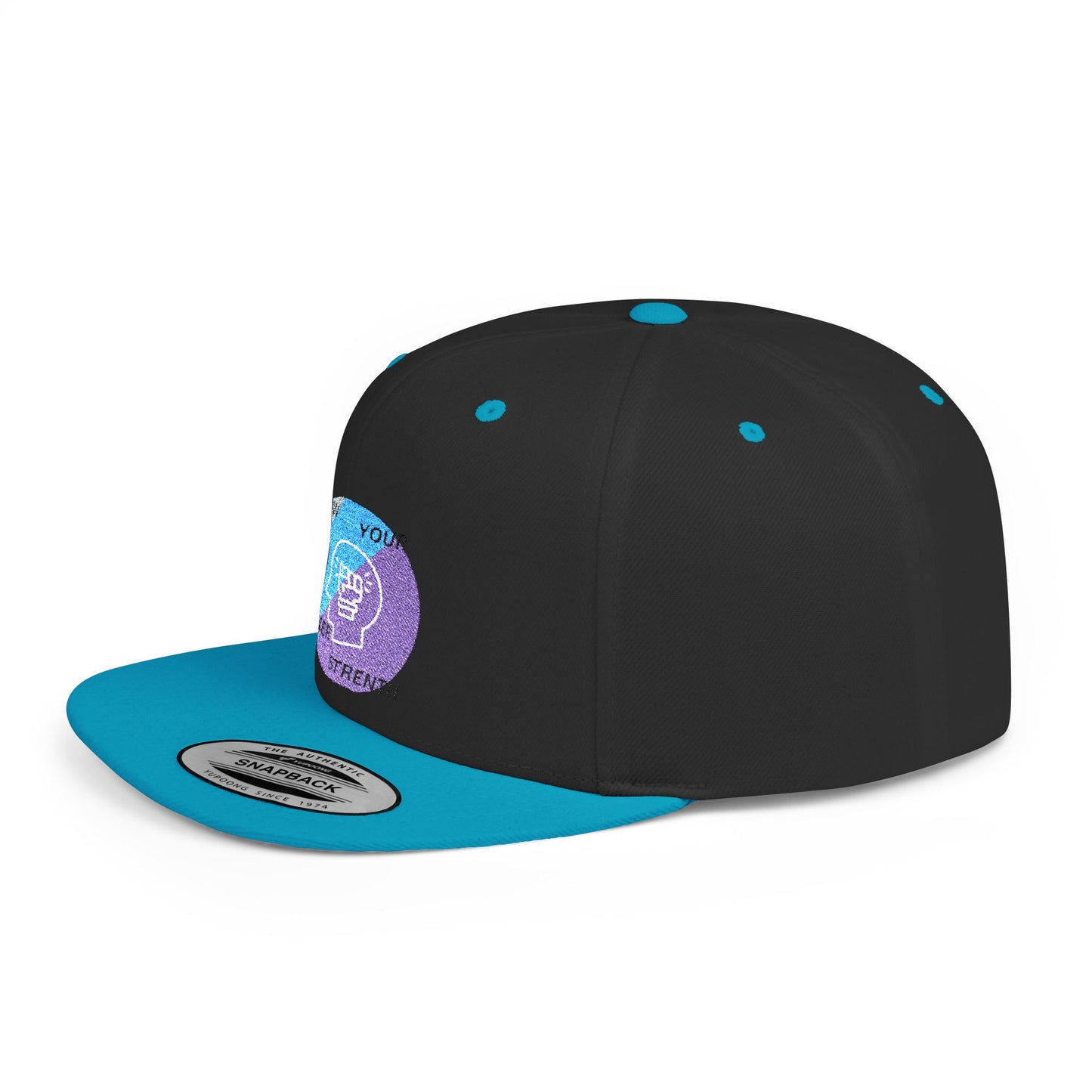 Shop the Motivational Strength Snapback – flat bill adjustable hat for men & women. Perfect streetwear and inspirational gift.
