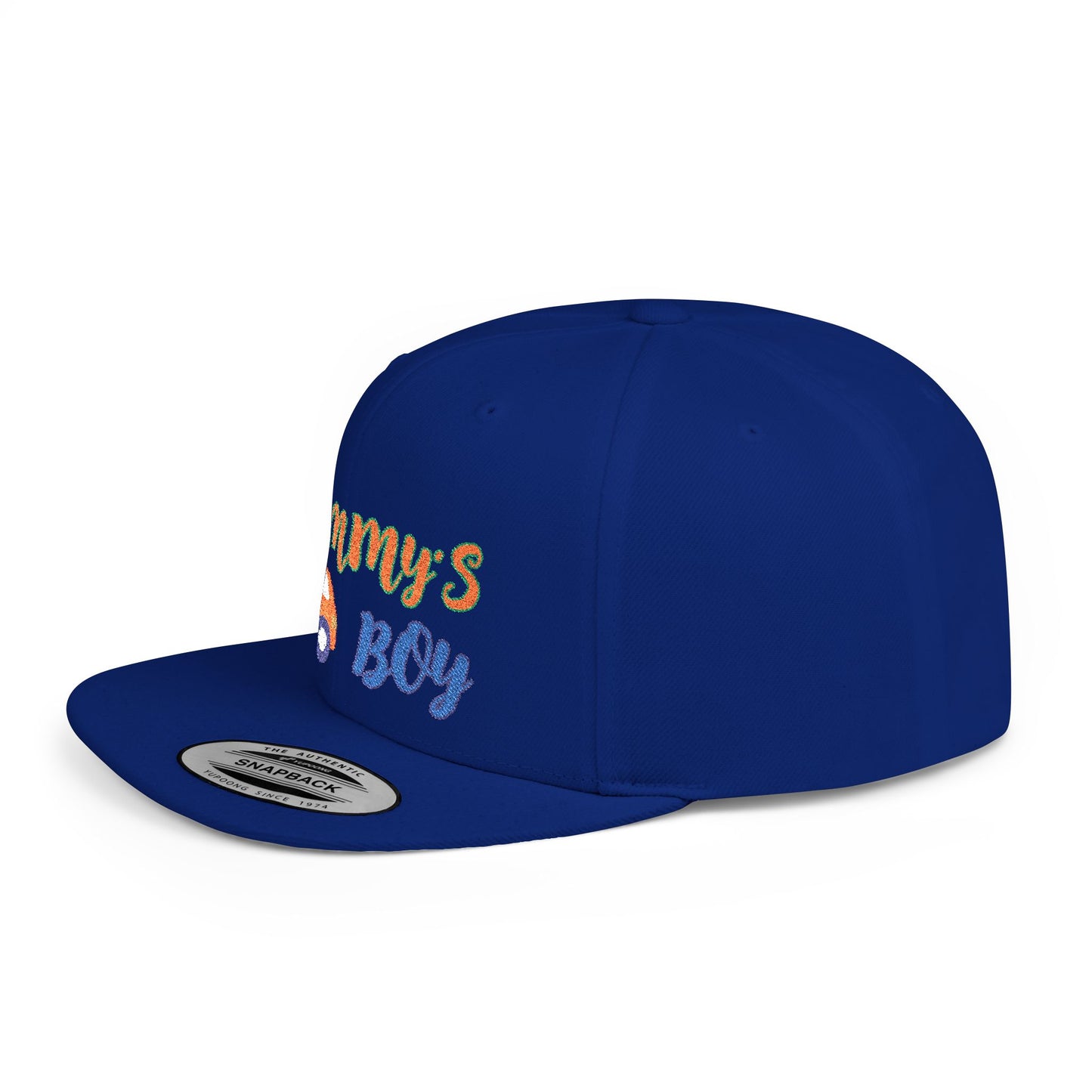 Mommy's Boy Flat Bill Snapback Cap – adjustable, stylish, and perfect for men, teens and even kids. Ideal casual hat or streetwear gift.