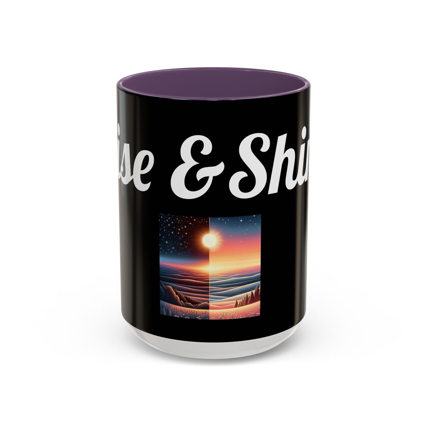 Rise & Shine Accent Coffee Mug - Motivational Black Mug for Morning Boost