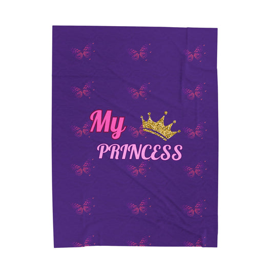 My Princess Velveteen Plush Blanket | Cozy Gift for Kids, Birthday Present, Nursery Decor, Butterfly Blanket, Soft Warm Blanket