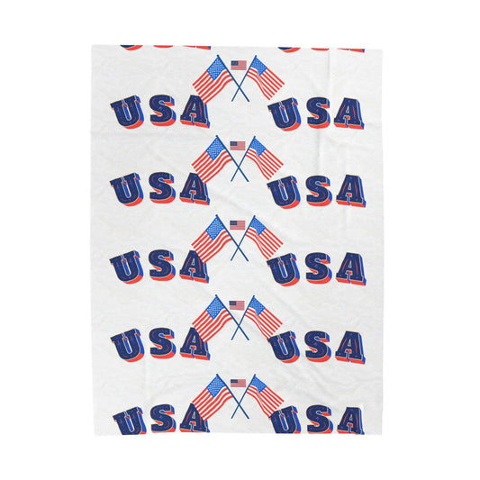 USA Flag Velveteen Plush Blanket - Cozy Throw for Independence Day, Festivals, Picnics, Home Decor, Gifts - RizQ Life