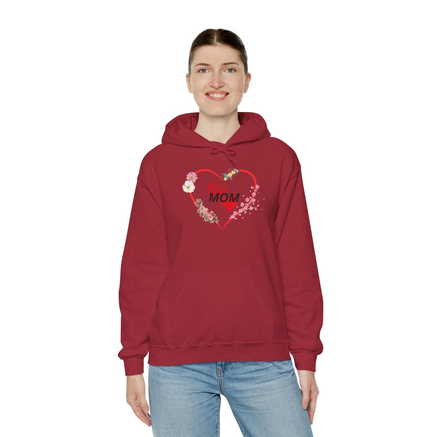 Mom Love Hoodie - Floral Heart Design - Perfect Gift for Mother's Day