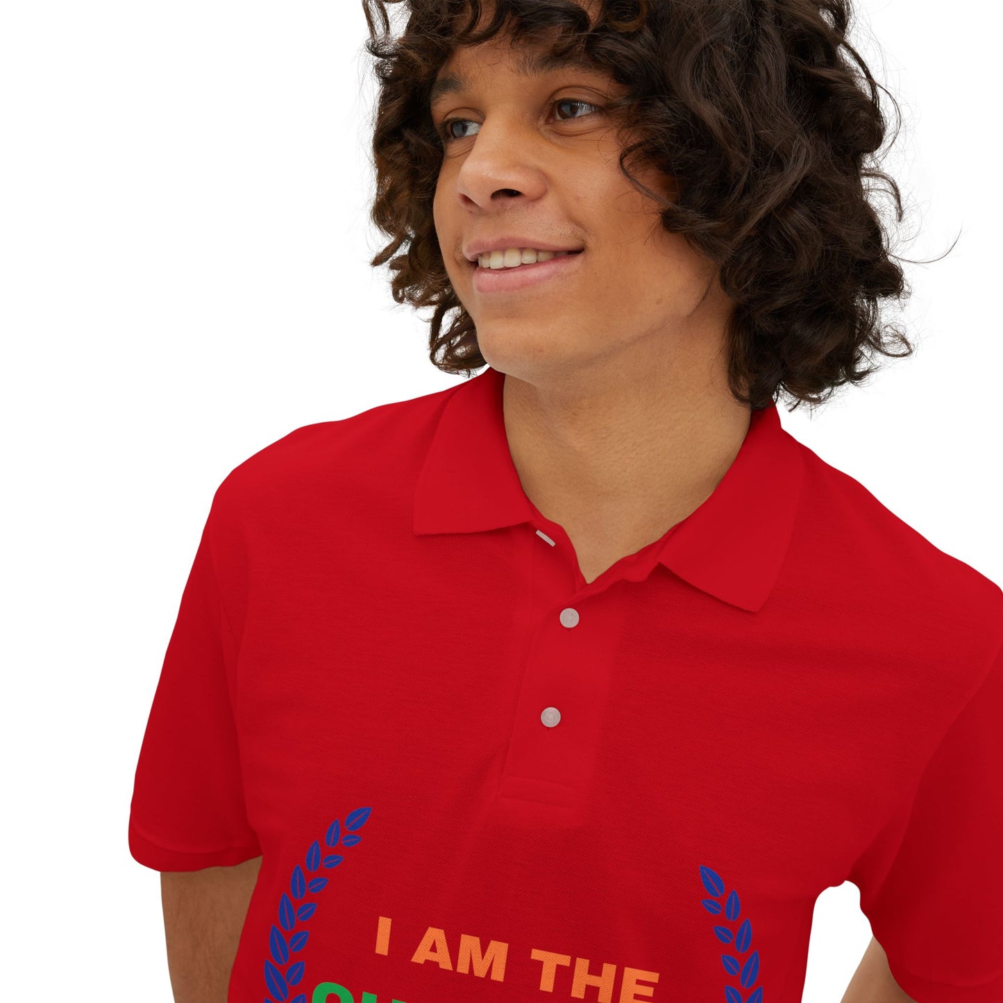 Champion’s statement men’s polo – “I AM THE CHAMPION.” Cotton piqué collared shirt, S–3XL. Perfect for casual wear, Father’s Day gifts, or summer events.