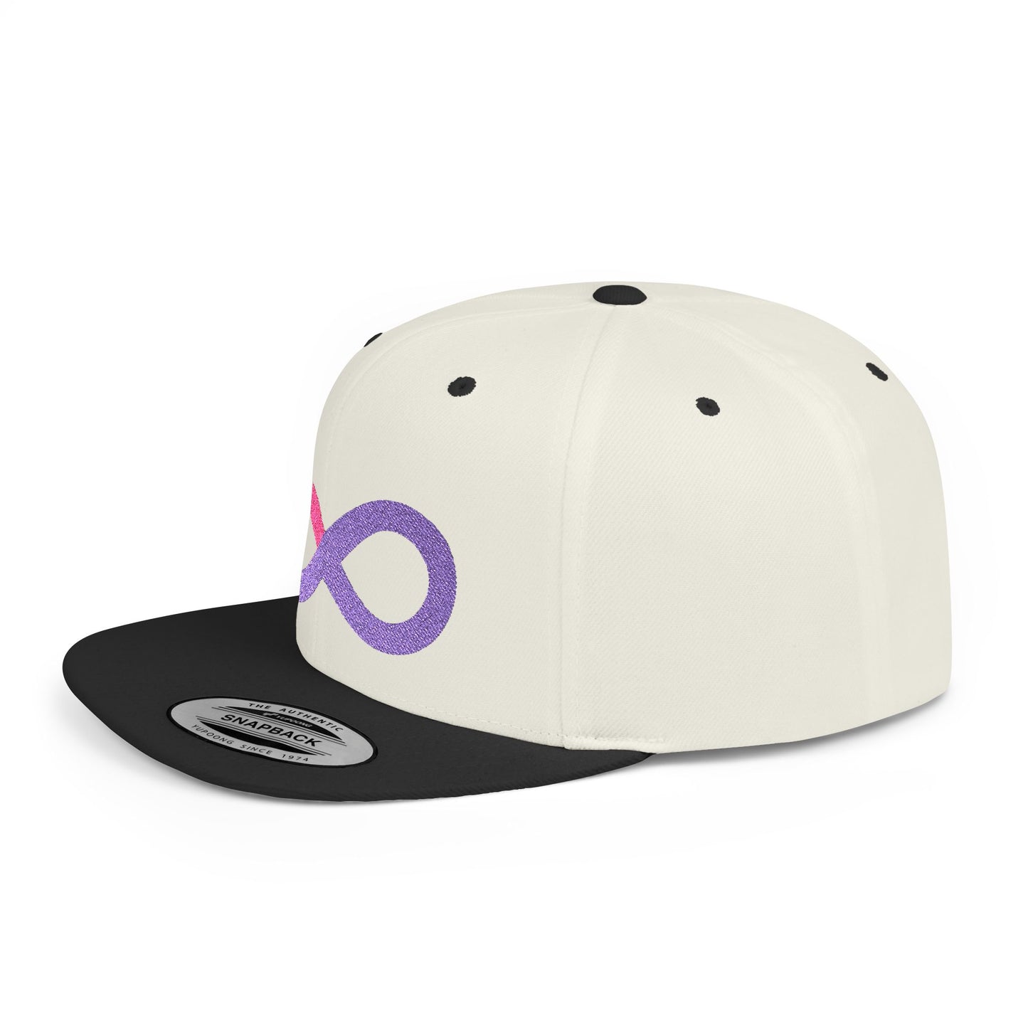 Infinite trendy flat bill snapback cap for adults. Adjustable, durable, and stylish with a classic green undervisor. Perfect gift for birthdays and casual wear.