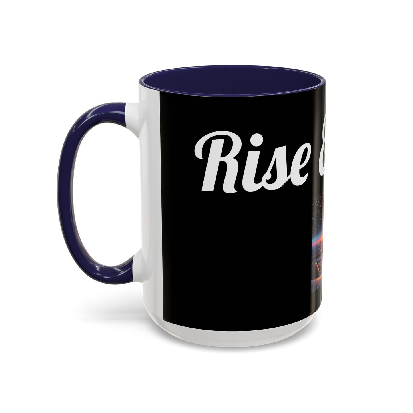 Rise & Shine Accent Coffee Mug - Motivational Black Mug for Morning Boost
