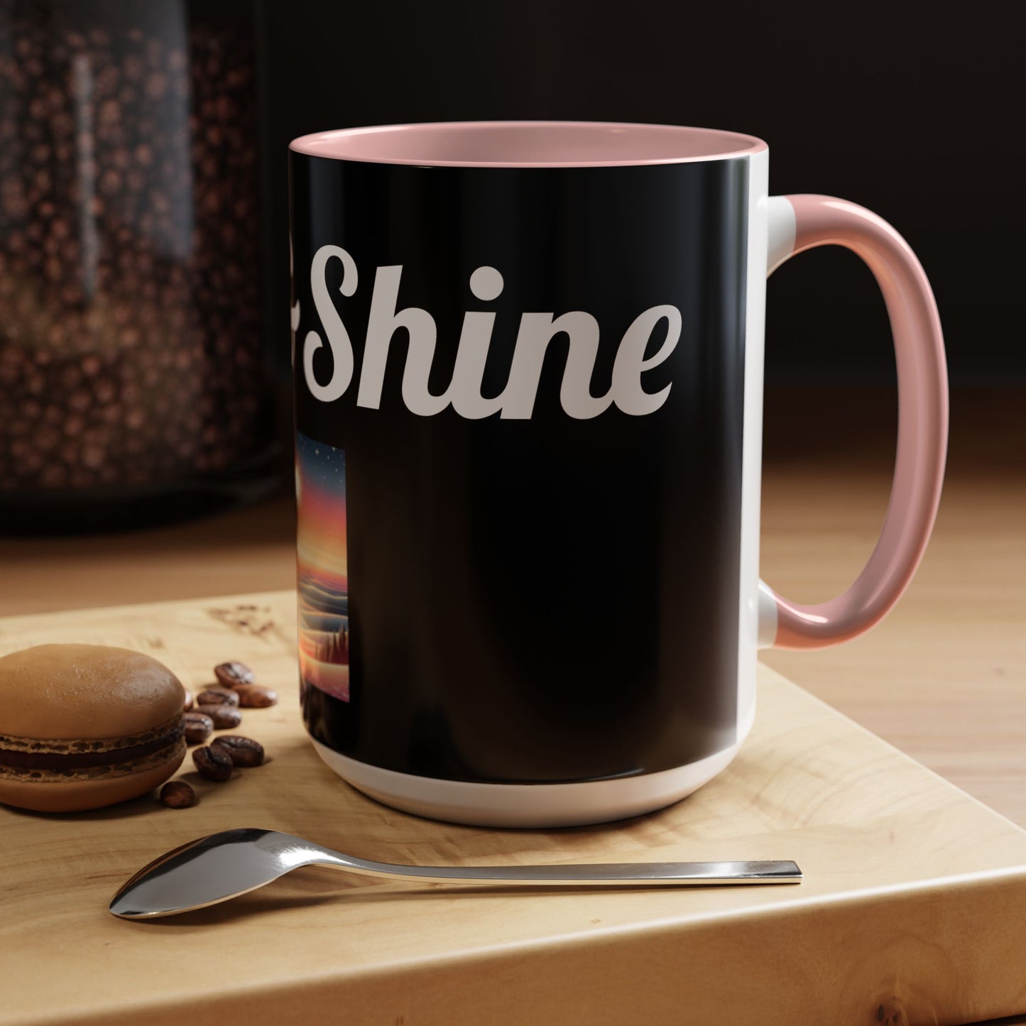 Rise & Shine Accent Coffee Mug - Motivational Black Mug for Morning Boost