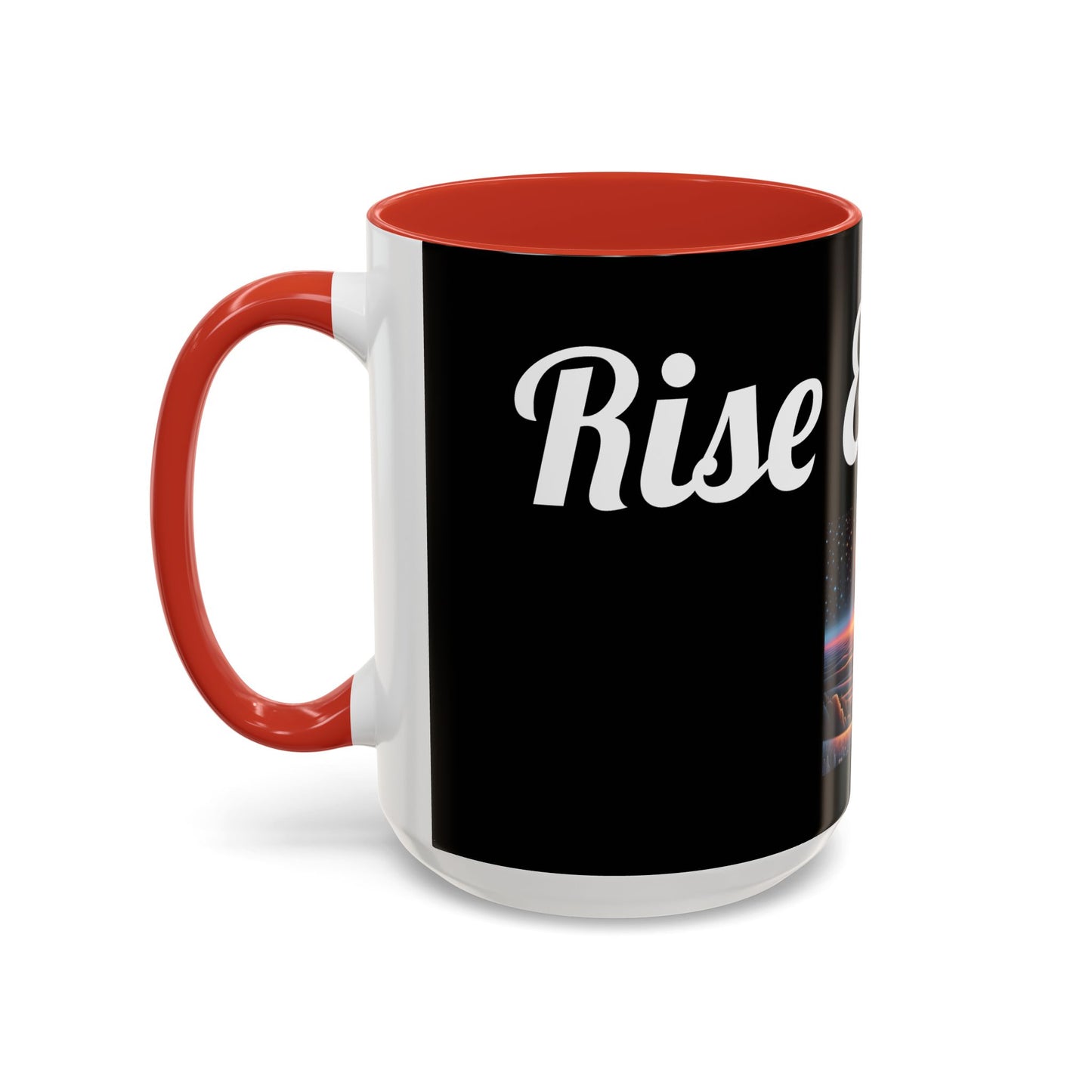 Rise & Shine Accent Coffee Mug - Motivational Black Mug for Morning Boost
