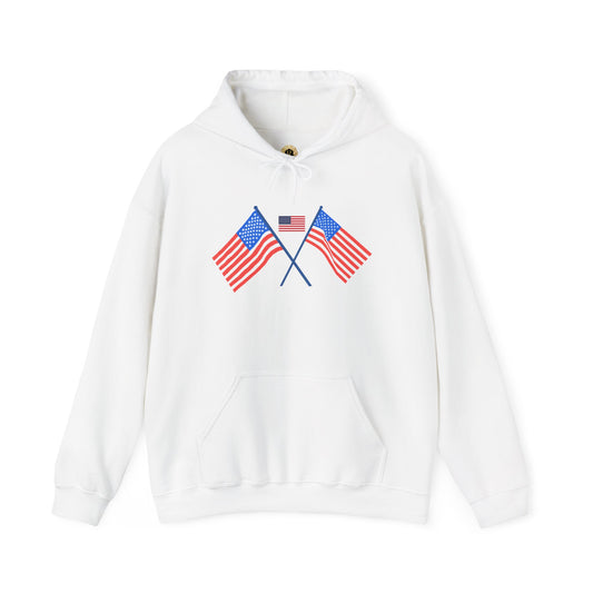 Men's Patriotic Hoodie - Double American Flag Graphic