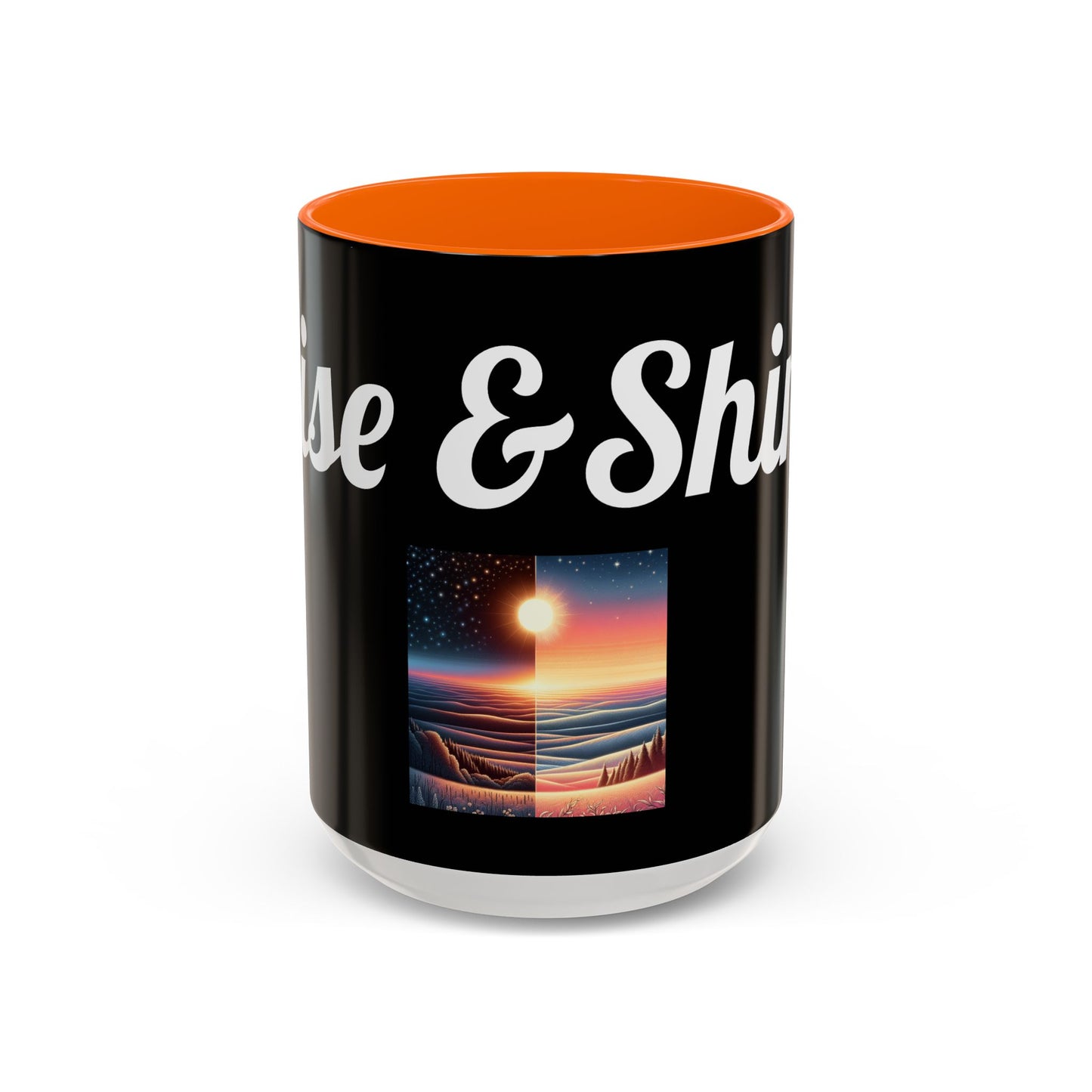 Rise & Shine Accent Coffee Mug - Motivational Black Mug for Morning Boost