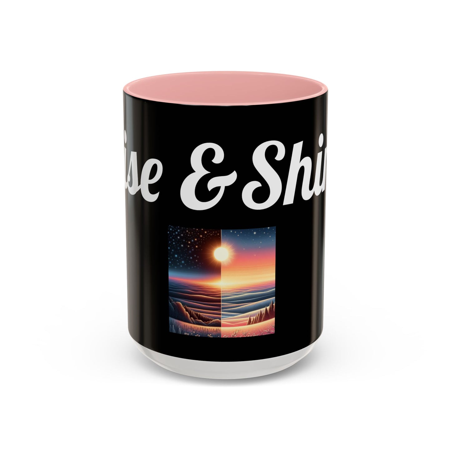 Rise & Shine Accent Coffee Mug - Motivational Black Mug for Morning Boost