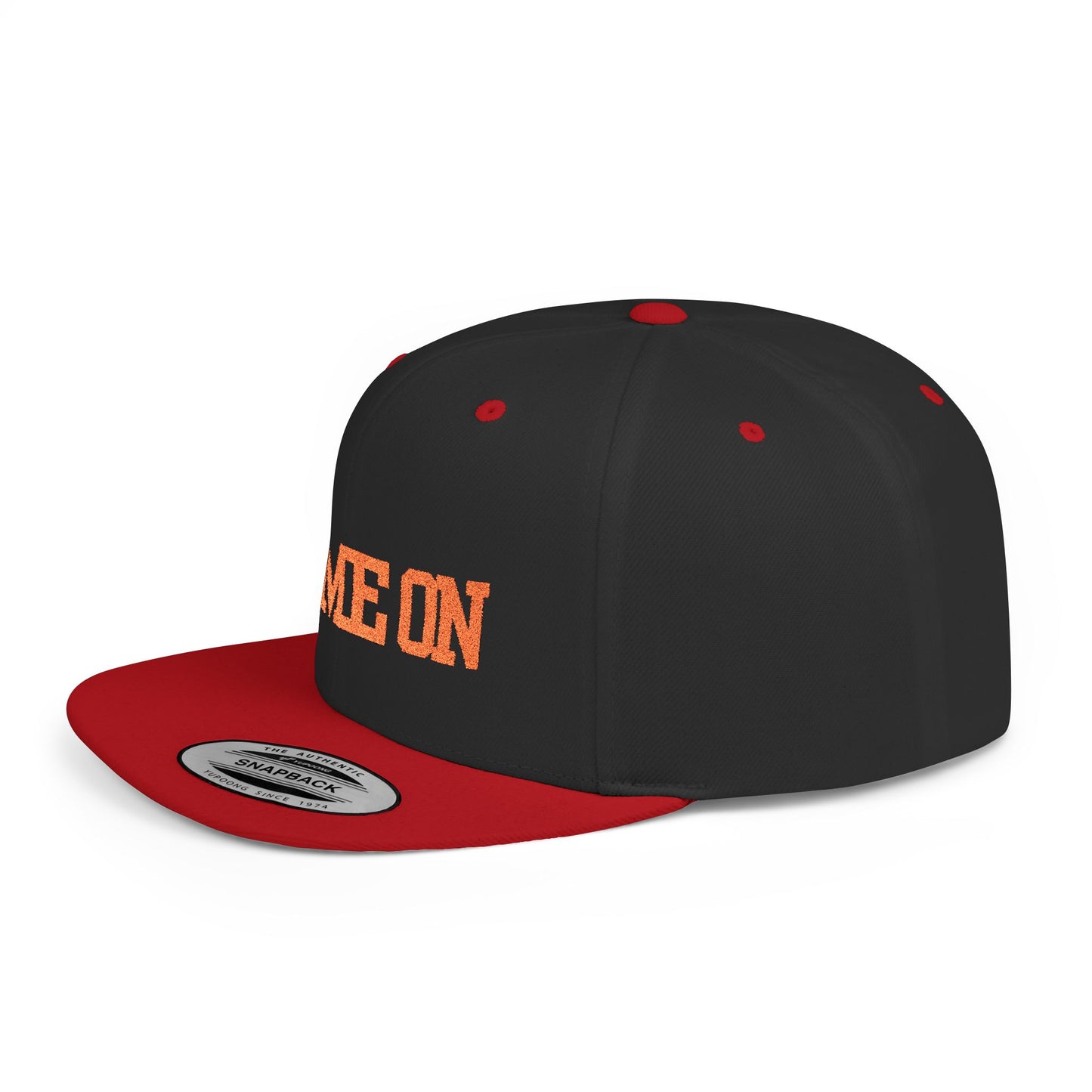 Trendy “Game On” snapback cap for adults. Adjustable flat bill hat, stylish streetwear accessory, perfect for gifts, festivals, sports, and casual outings.