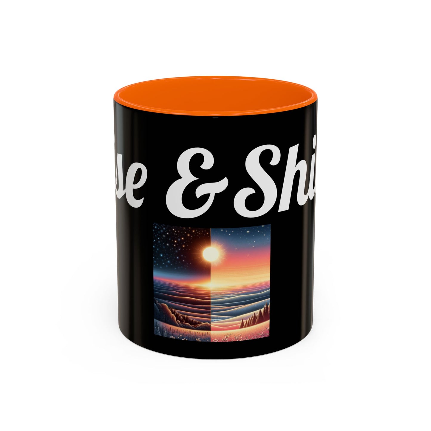 Rise & Shine Accent Coffee Mug - Motivational Black Mug for Morning Boost