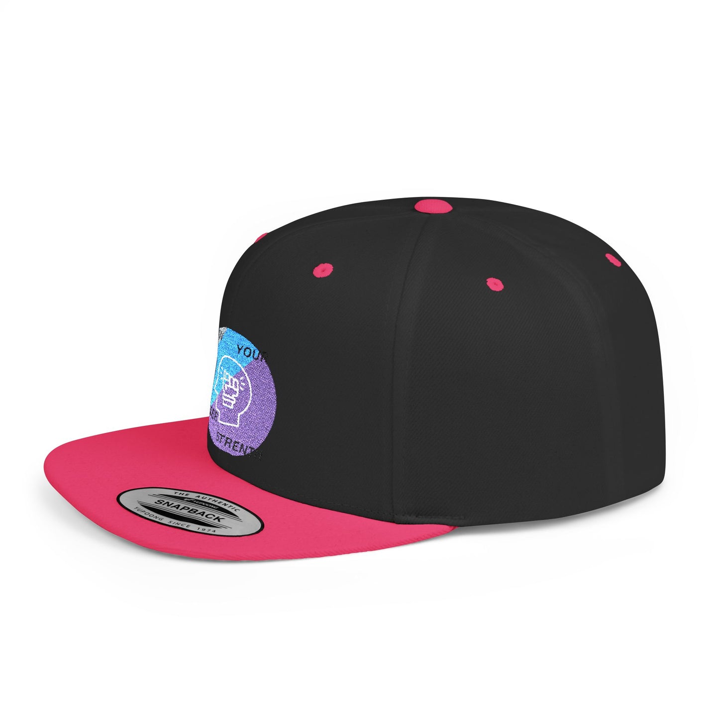 Shop the Motivational Strength Snapback – flat bill adjustable hat for men & women. Perfect streetwear and inspirational gift.