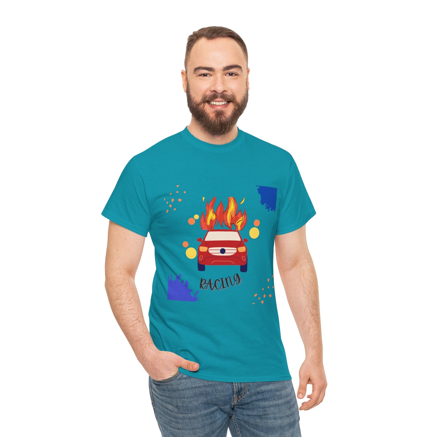 Unisex Racing Graphic T-Shirt – Heavy Cotton Car Racing Tee for Men & Women, Casual Motorsport Fan Shirt, Short Sleeve Top, Sizes S-5XL