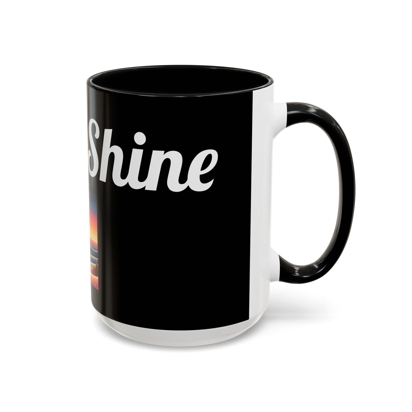 Rise & Shine Accent Coffee Mug - Motivational Black Mug for Morning Boost