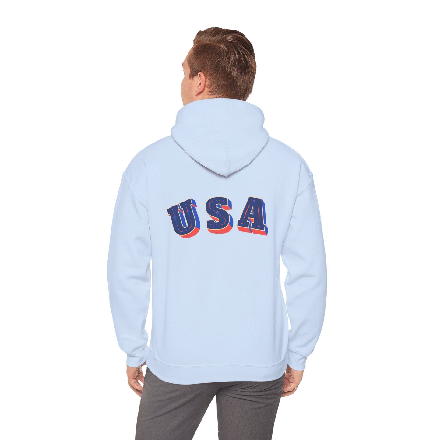Men's Patriotic Hoodie - Double American Flag Graphic