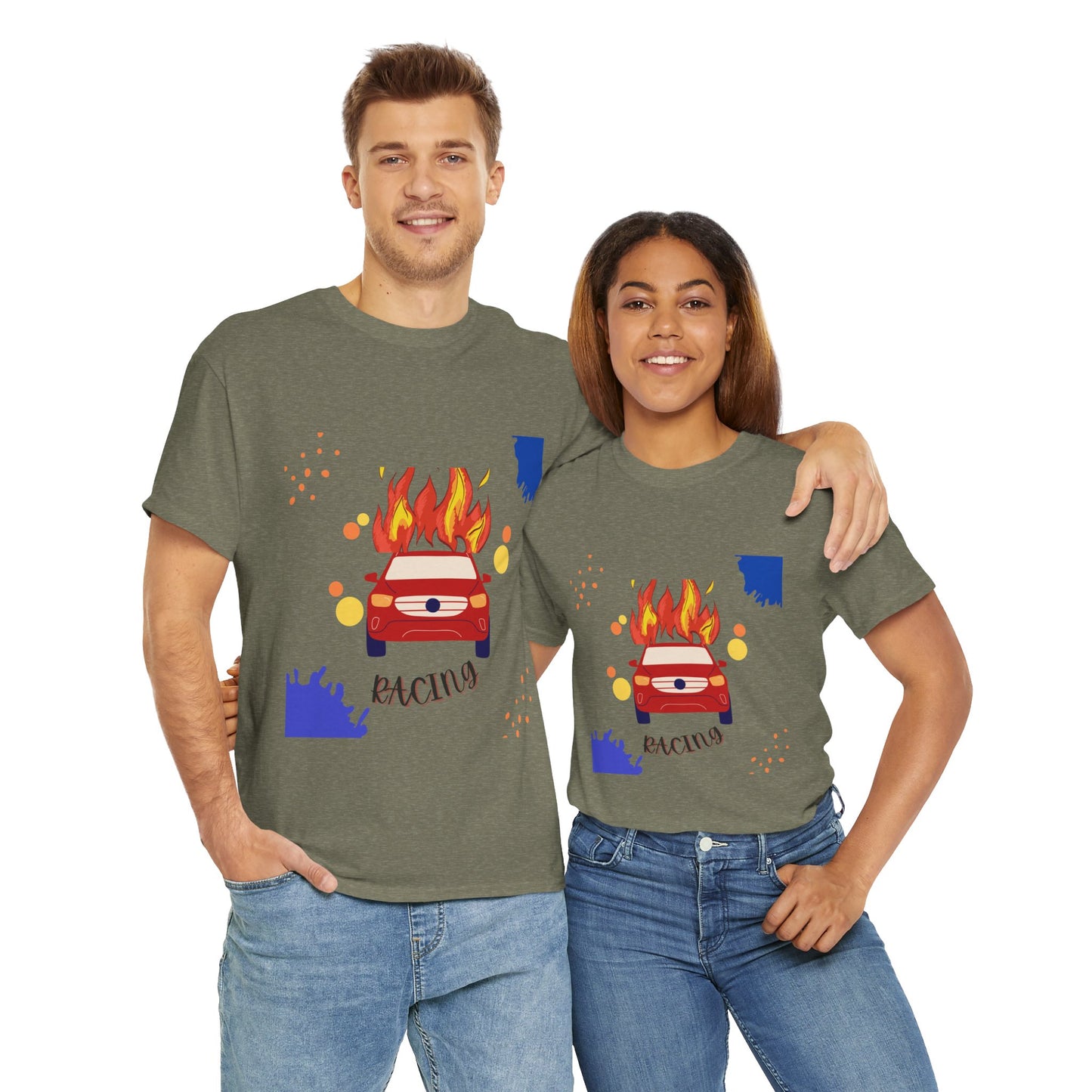 Unisex Racing Graphic T-Shirt – Heavy Cotton Car Racing Tee for Men & Women, Casual Motorsport Fan Shirt, Short Sleeve Top, Sizes S-5XL