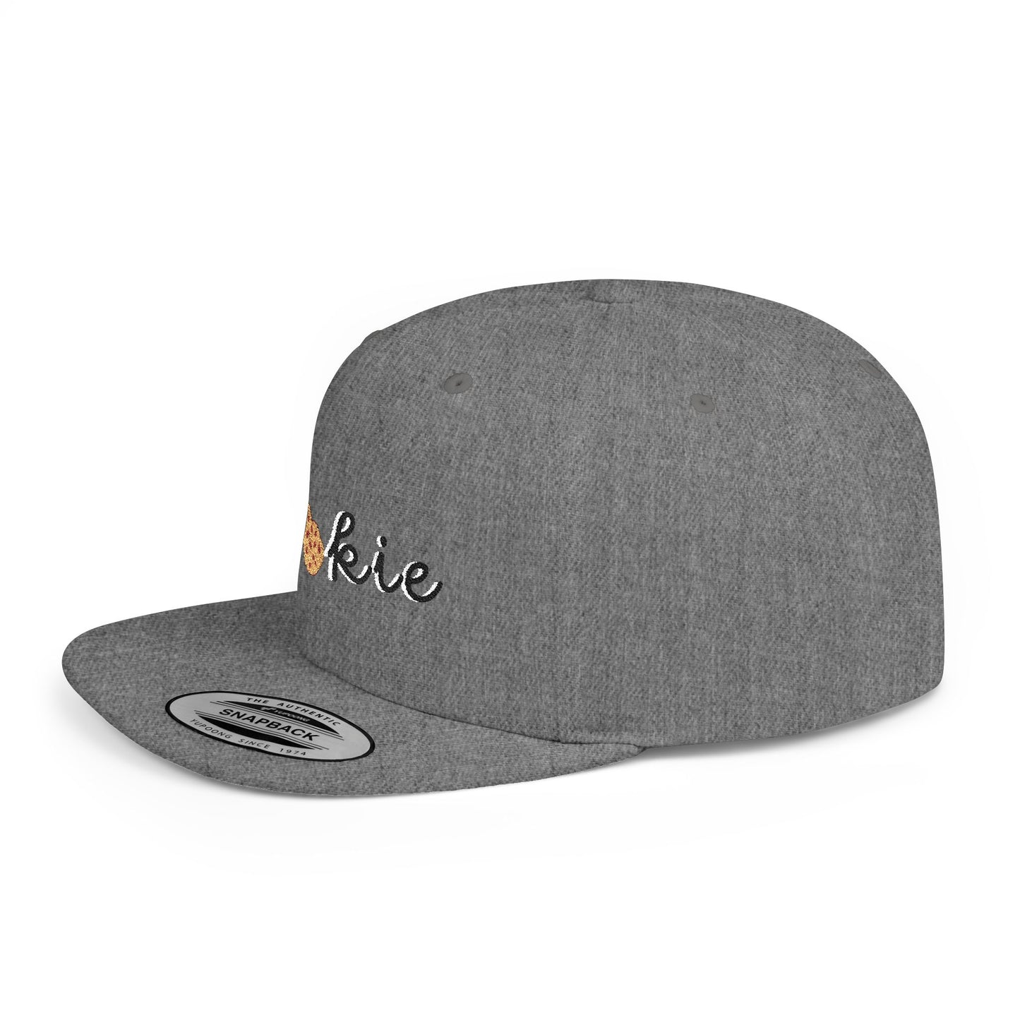 Trendy Cookie Flat Bill Snapback Cap – Adjustable, stylish hat for cookie lovers. Perfect gift for adults, birthdays, holidays, and streetwear fashion.
