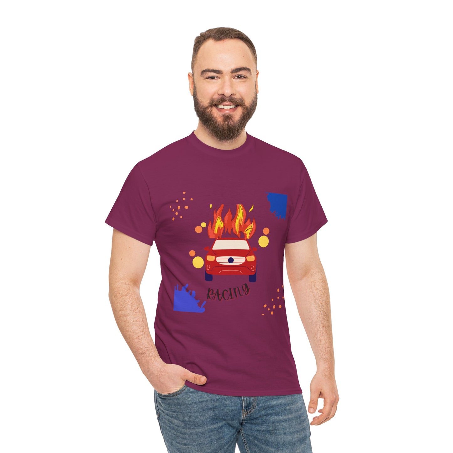 Unisex Racing Graphic T-Shirt – Heavy Cotton Car Racing Tee for Men & Women, Casual Motorsport Fan Shirt, Short Sleeve Top, Sizes S-5XL