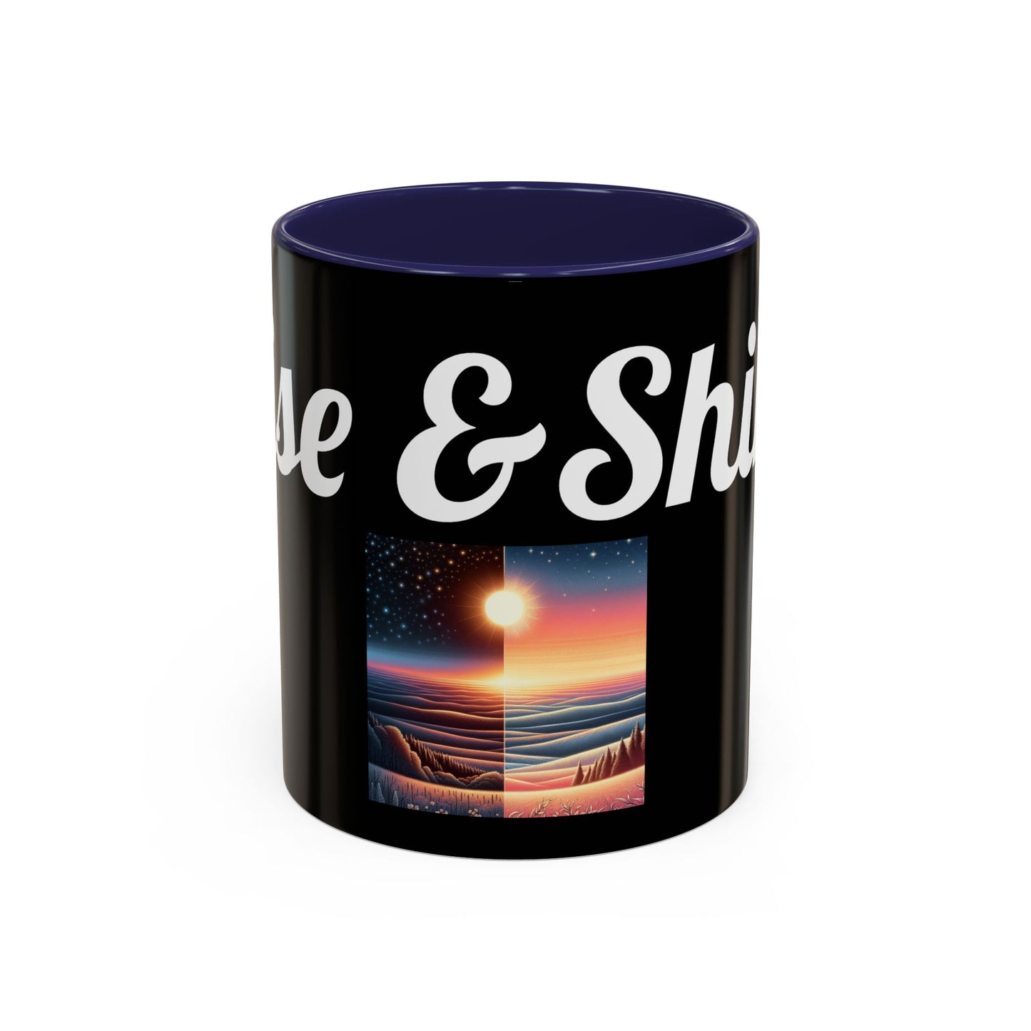 Rise & Shine Accent Coffee Mug - Motivational Black Mug for Morning Boost