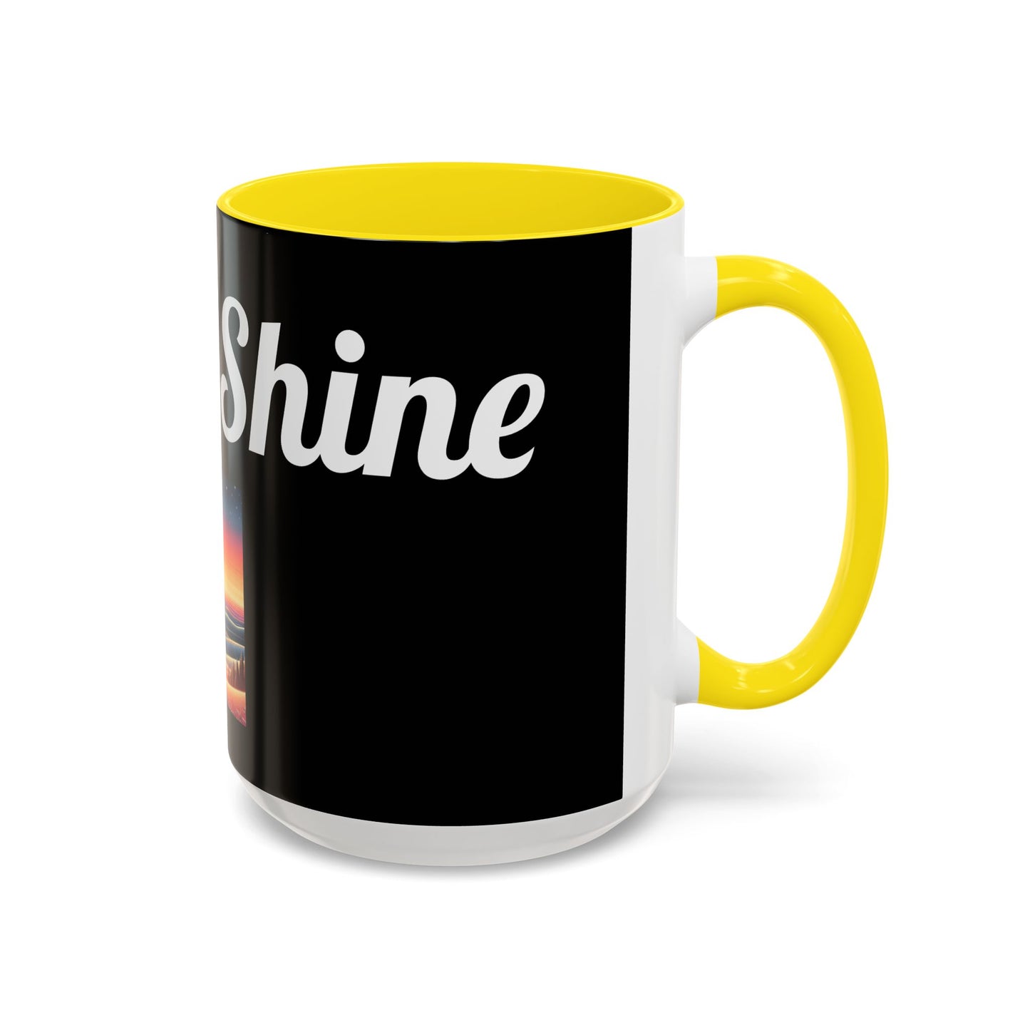 Rise & Shine Accent Coffee Mug - Motivational Black Mug for Morning Boost