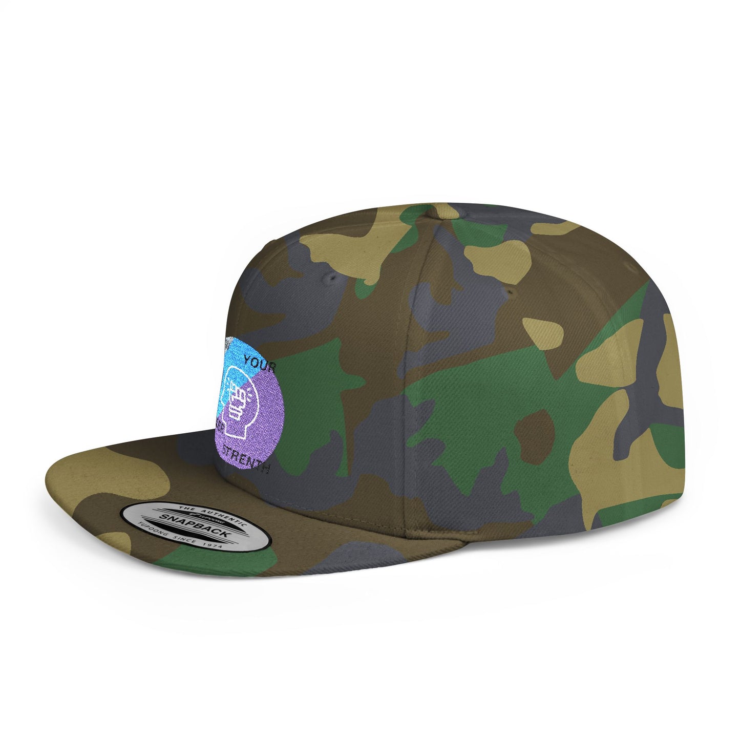 Shop the Motivational Strength Snapback – flat bill adjustable hat for men & women. Perfect streetwear and inspirational gift.
