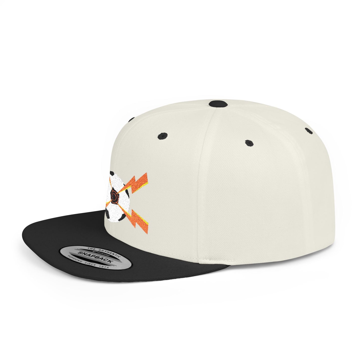 Soccer flat bill snapback hat – adjustable, stylish, and perfect for streetwear, casual outings, festivals, and gifting.