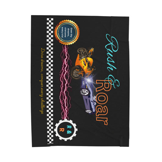 Racing Velveteen Plush Blanket - Cozy Throw For Car Lovers and Kids Rooms