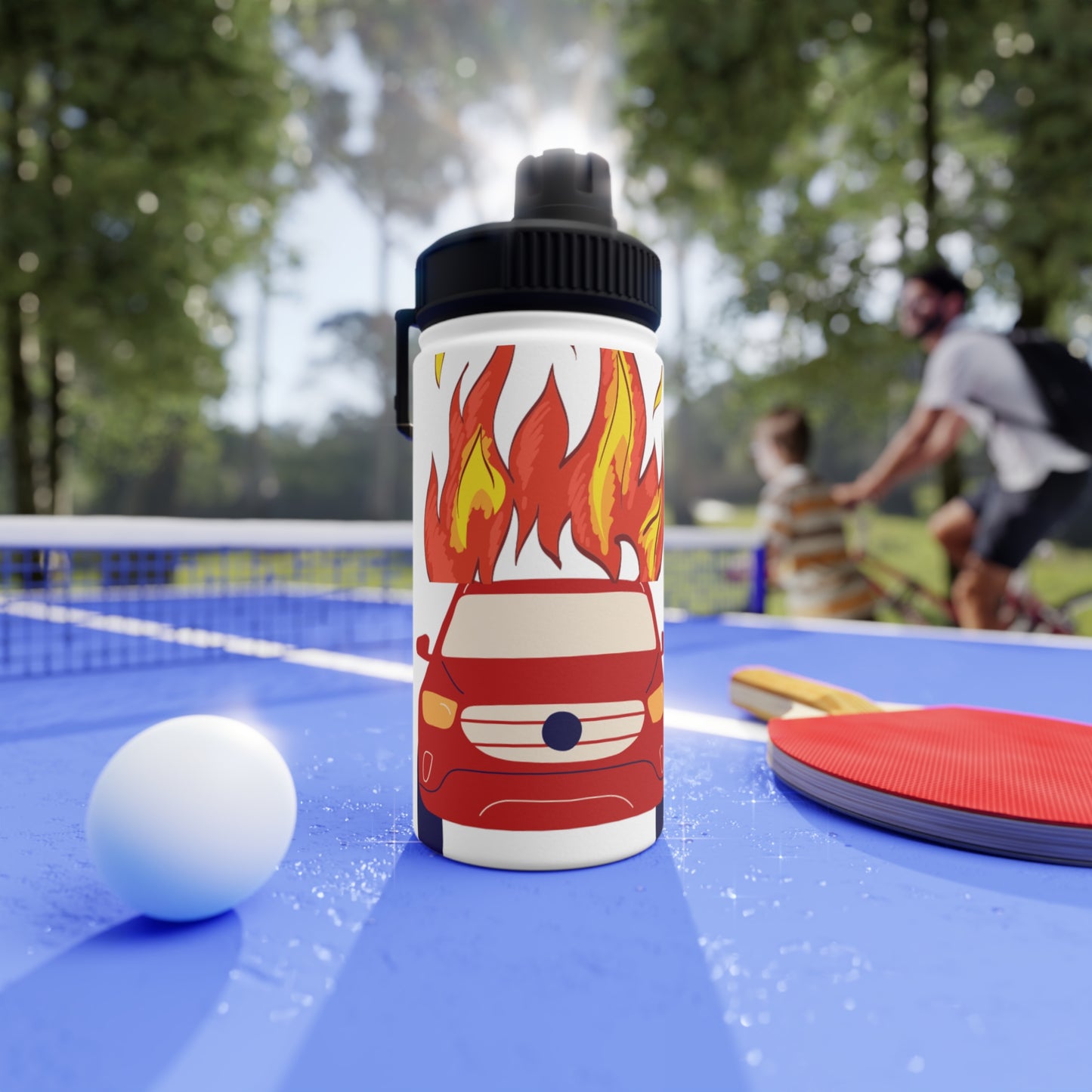 Kids Water Bottle - Fire Car Design