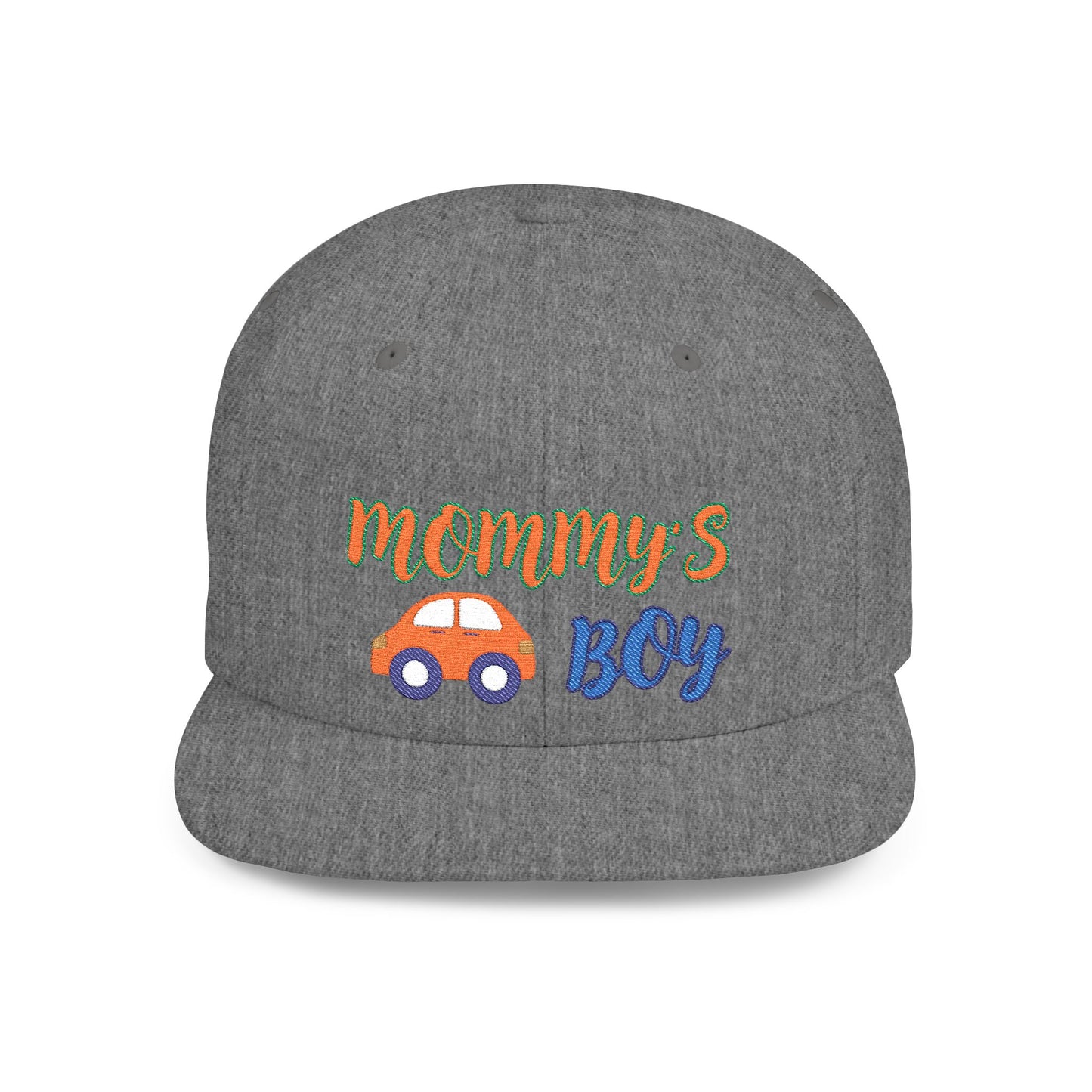 Mommy's Boy Flat Bill Snapback Cap – adjustable, stylish, and perfect for men, teens and even kids. Ideal casual hat or streetwear gift.