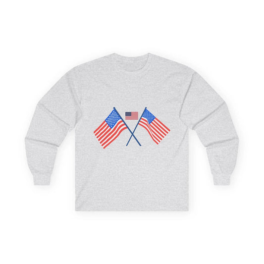 Patriotic Long Sleeve Tee - USA Flag Design - RizQ Life