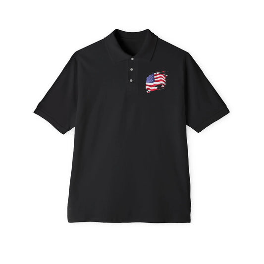 Polo Shirt with American Flag Emblem - Casual Comfort for Every Occasion - RizQ Life