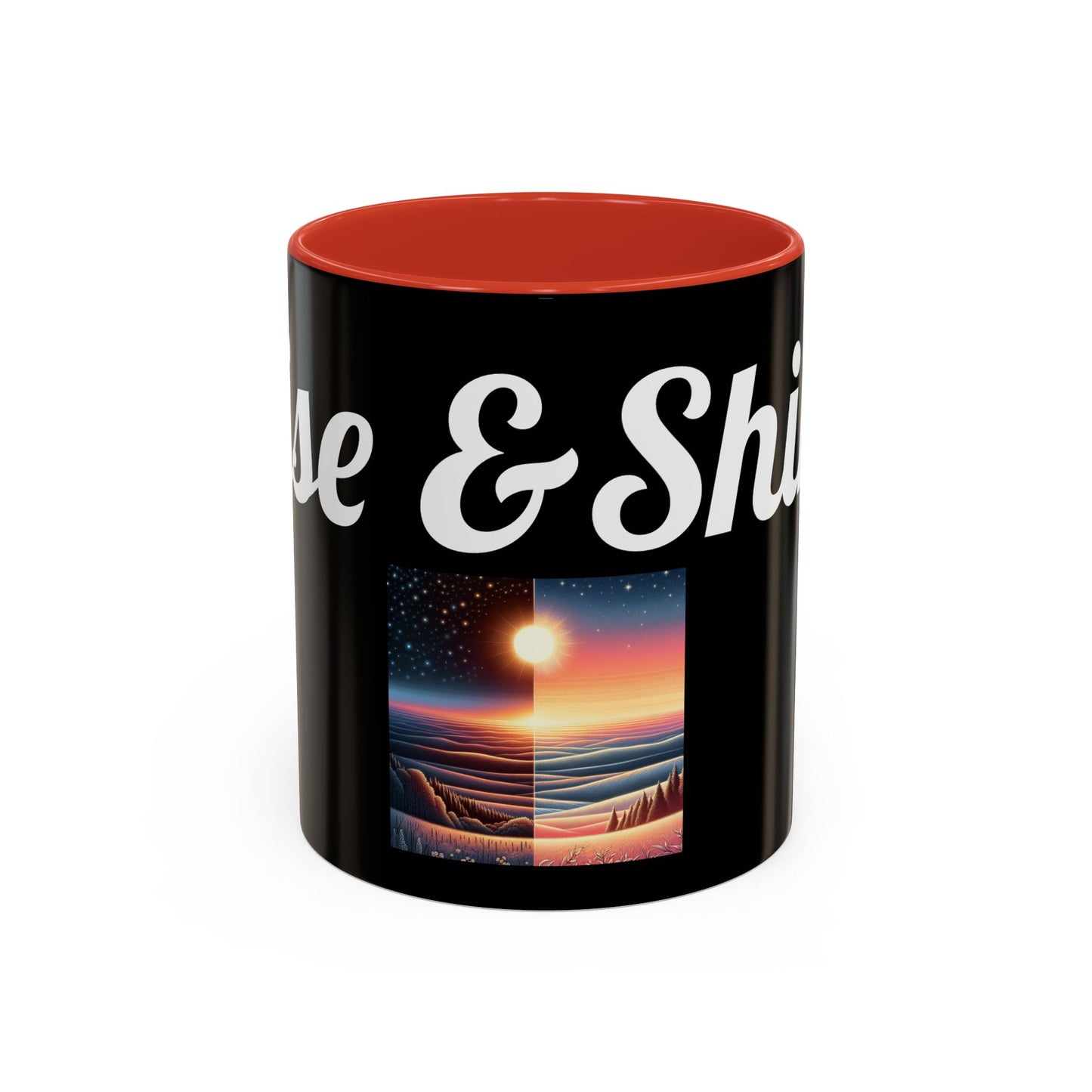 Rise & Shine Accent Coffee Mug - Motivational Black Mug for Morning Boost