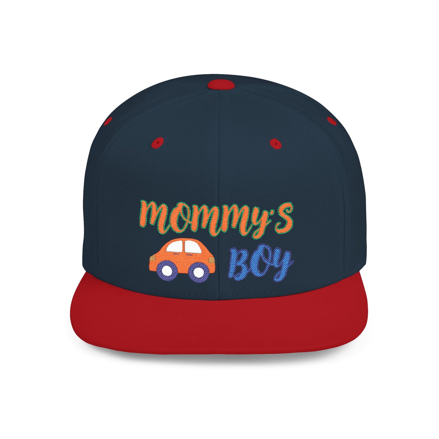 Mommy's Boy Flat Bill Snapback Cap – adjustable, stylish, and perfect for men, teens and even kids. Ideal casual hat or streetwear gift.
