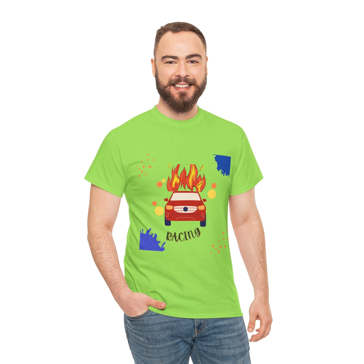 Unisex Racing Graphic T-Shirt – Heavy Cotton Car Racing Tee for Men & Women, Casual Motorsport Fan Shirt, Short Sleeve Top, Sizes S-5XL
