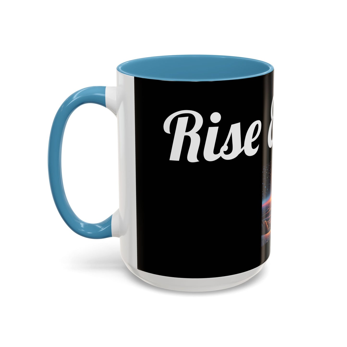 Rise & Shine Accent Coffee Mug - Motivational Black Mug for Morning Boost