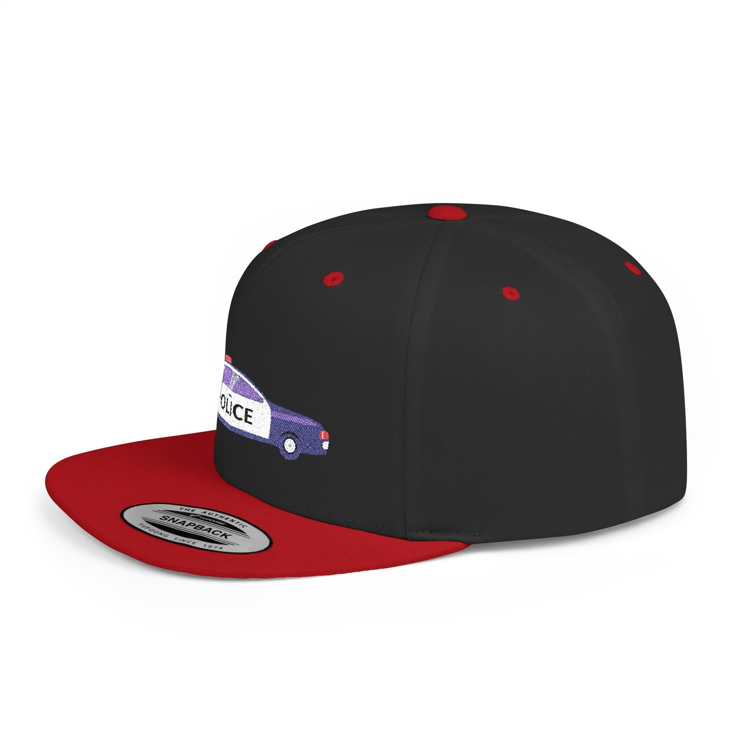 Police Car Snapback Cap – adjustable streetwear hat for adults, perfect car enthusiast gift and urban fashion accessory.