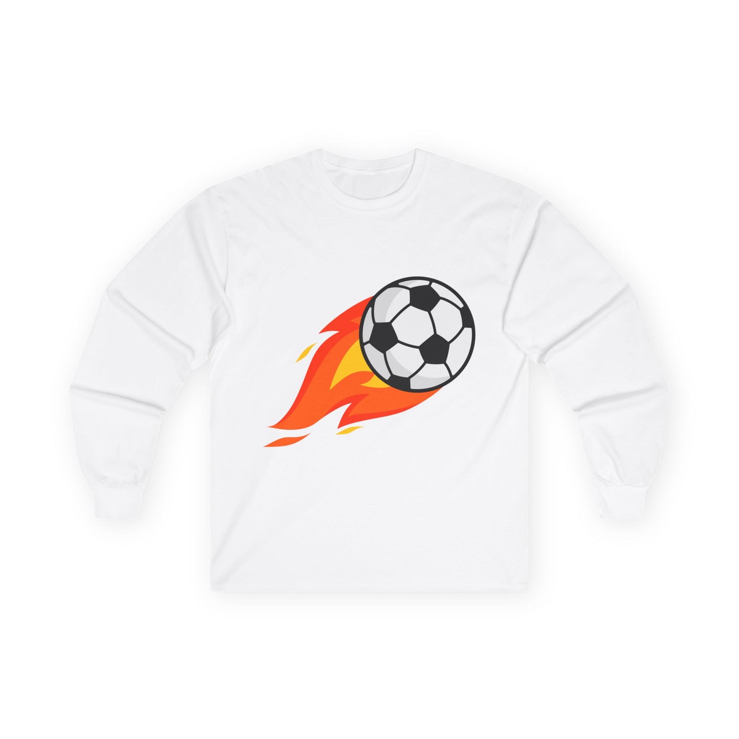 Flaming Soccer Ball Long Sleeve Tee - Sports Lovers Shirt