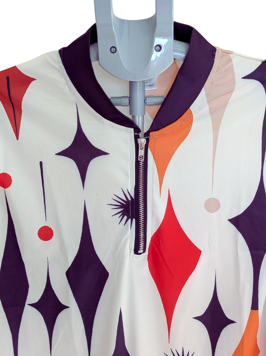 Men's Long Sleeve Shirt, Loose Fit V-Neck Zipper Front, All season Formal & Casual Tops, Geometric Pattern Men's Clothing