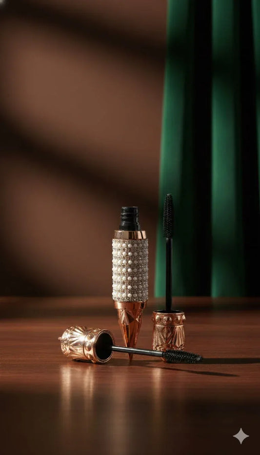 Luxury Pearl-Encrusted Mascara – Waterproof Volumizing & Lengthening Formula – Smudge-Proof High-Definition Lash Lift – Carbon Black - RizQ Life