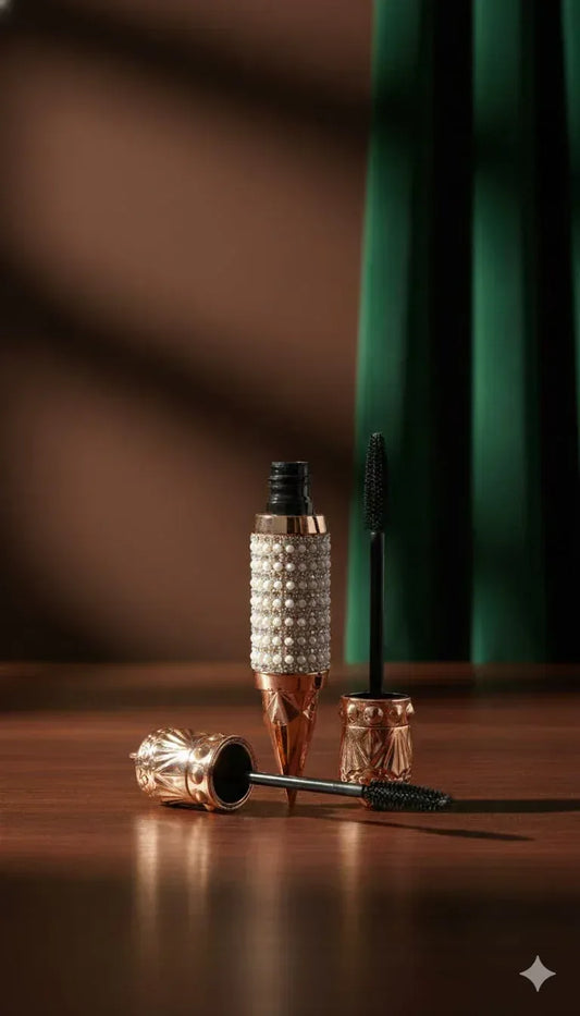 Luxury Pearl-Encrusted Mascara – Waterproof Volumizing & Lengthening Formula – Smudge-Proof High-Definition Lash Lift – Carbon Black - RizQ Life
