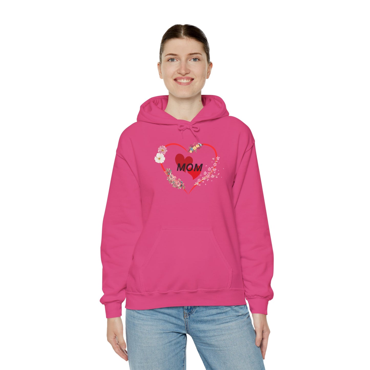 Mom Love Hoodie - Floral Heart Design - Perfect Gift for Mother's Day