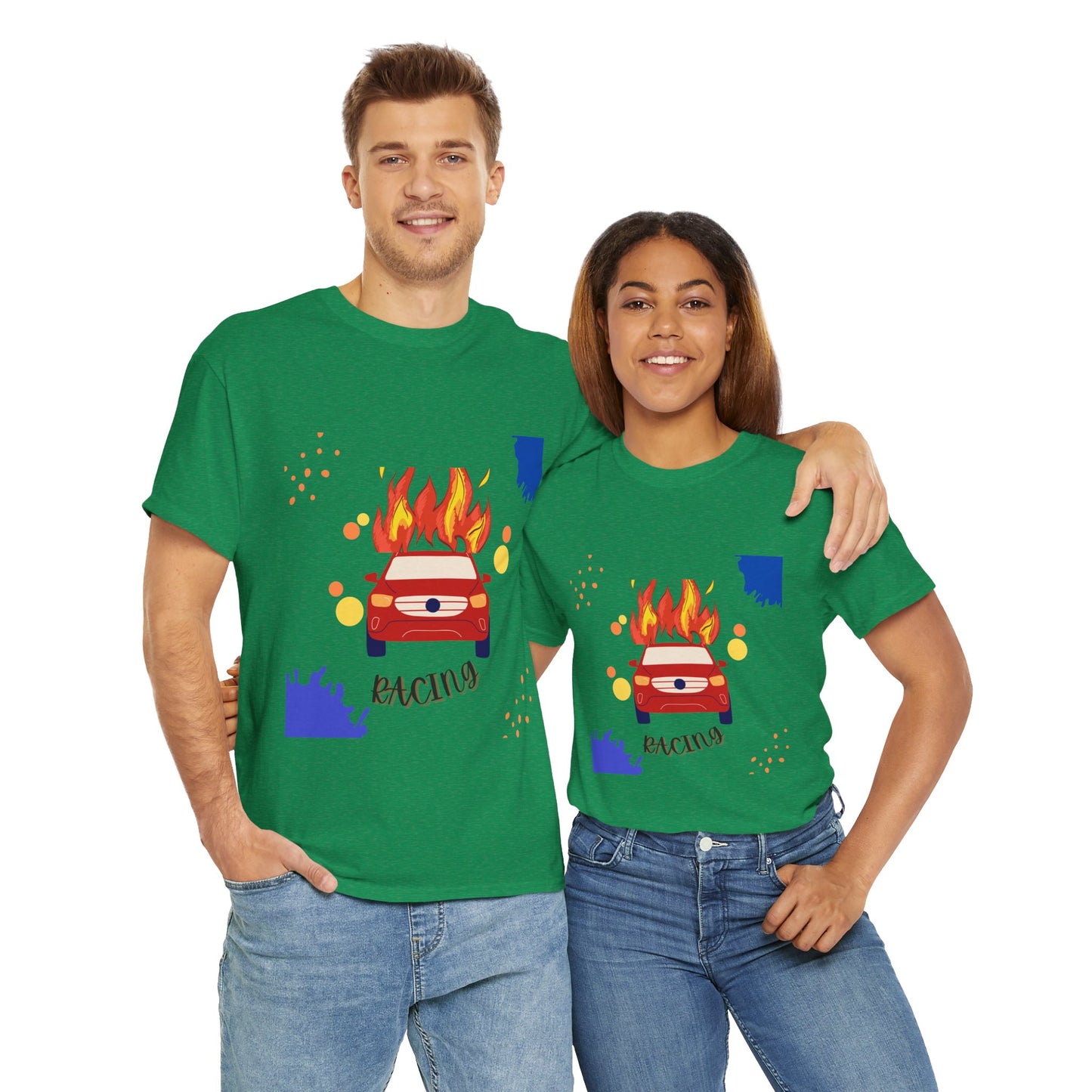 Unisex Racing Graphic T-Shirt – Heavy Cotton Car Racing Tee for Men & Women, Casual Motorsport Fan Shirt, Short Sleeve Top, Sizes S-5XL